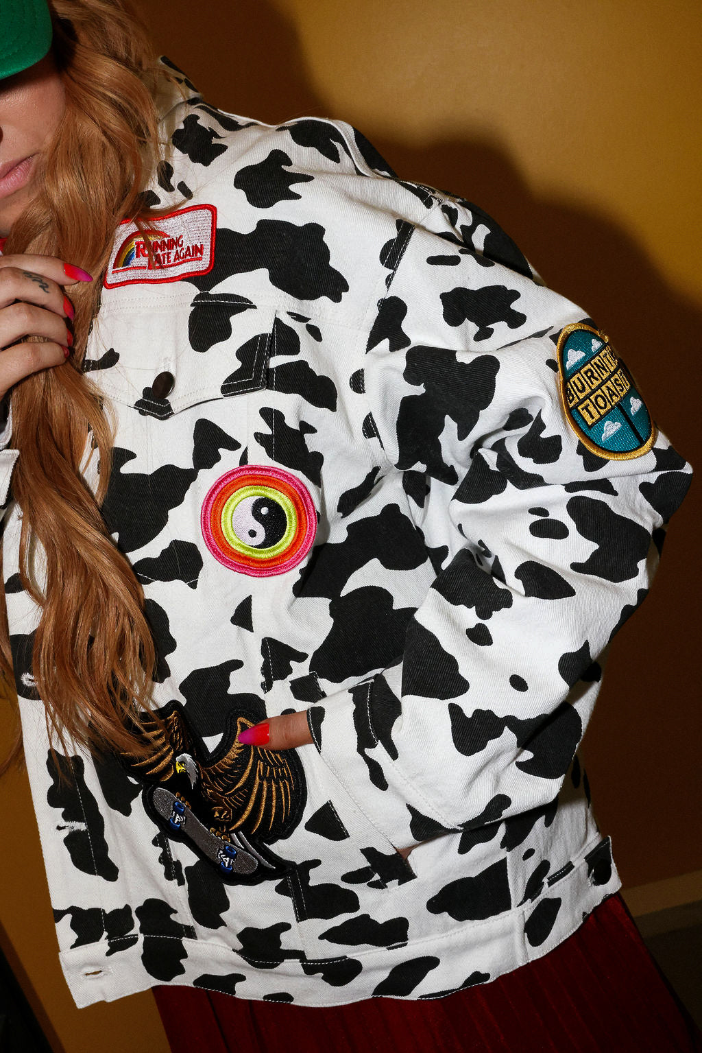 **PRE-ORDER: ships by 11/17** Burnt Toast Mayhem Patch Cow Denim Jacket