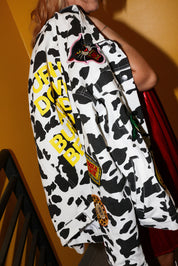 **PRE-ORDER: ships by 11/17** Burnt Toast Mayhem Patch Cow Denim Jacket