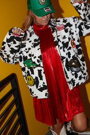 **PRE-ORDER: ships by 11/17** Burnt Toast Mayhem Patch Cow Denim Jacket