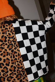 Split Decision Checkered & Leopard Oversized Boxy Cardigan **RESTOCKED**