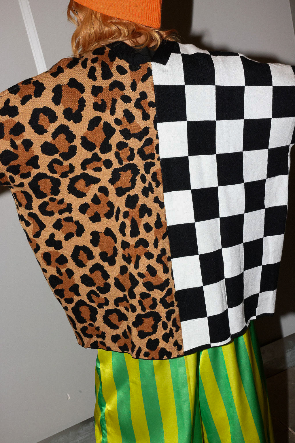 Split Decision Checkered & Leopard Oversized Boxy Cardigan **RESTOCKED**