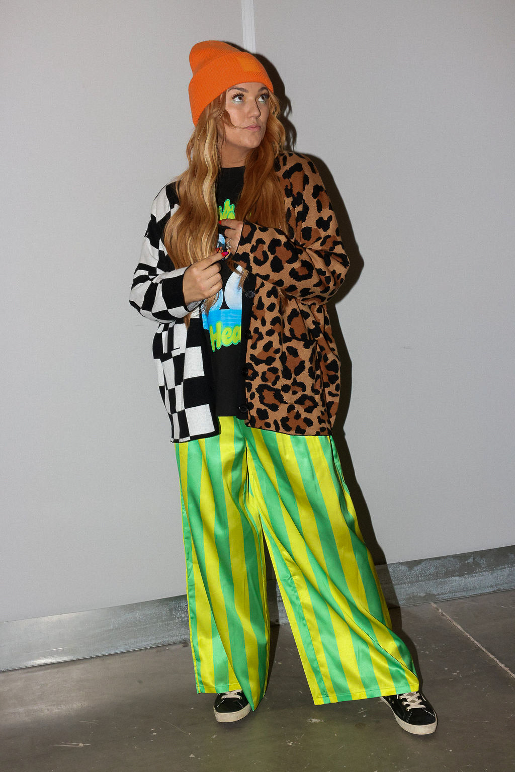 Split Decision Checkered & Leopard Oversized Boxy Cardigan **RESTOCKED**