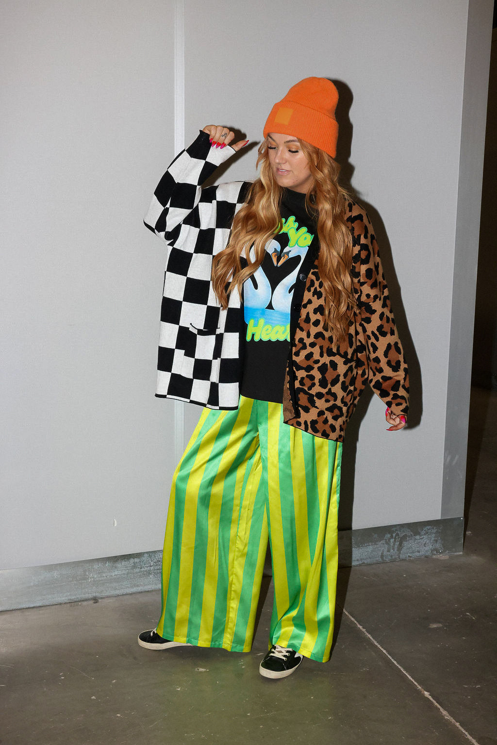 Split Decision Checkered & Leopard Oversized Boxy Cardigan **RESTOCKED**