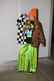Split Decision Checkered & Leopard Oversized Boxy Cardigan **RESTOCKED**