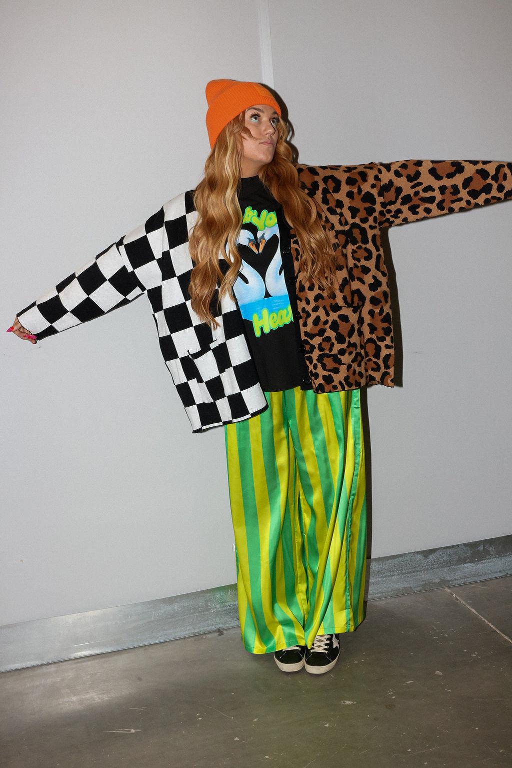 Split Decision Checkered & Leopard Oversized Boxy Cardigan **RESTOCKED**