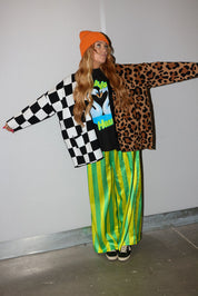 Split Decision Checkered & Leopard Oversized Boxy Cardigan **RESTOCKED**