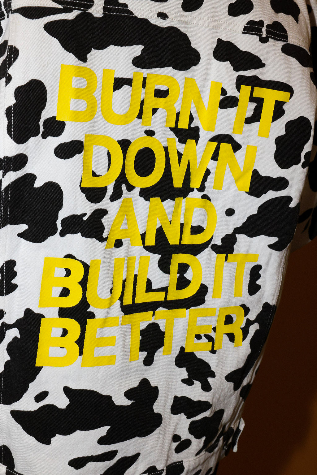 **PRE-ORDER: ships by 11/17** Burnt Toast Mayhem Patch Cow Denim Jacket