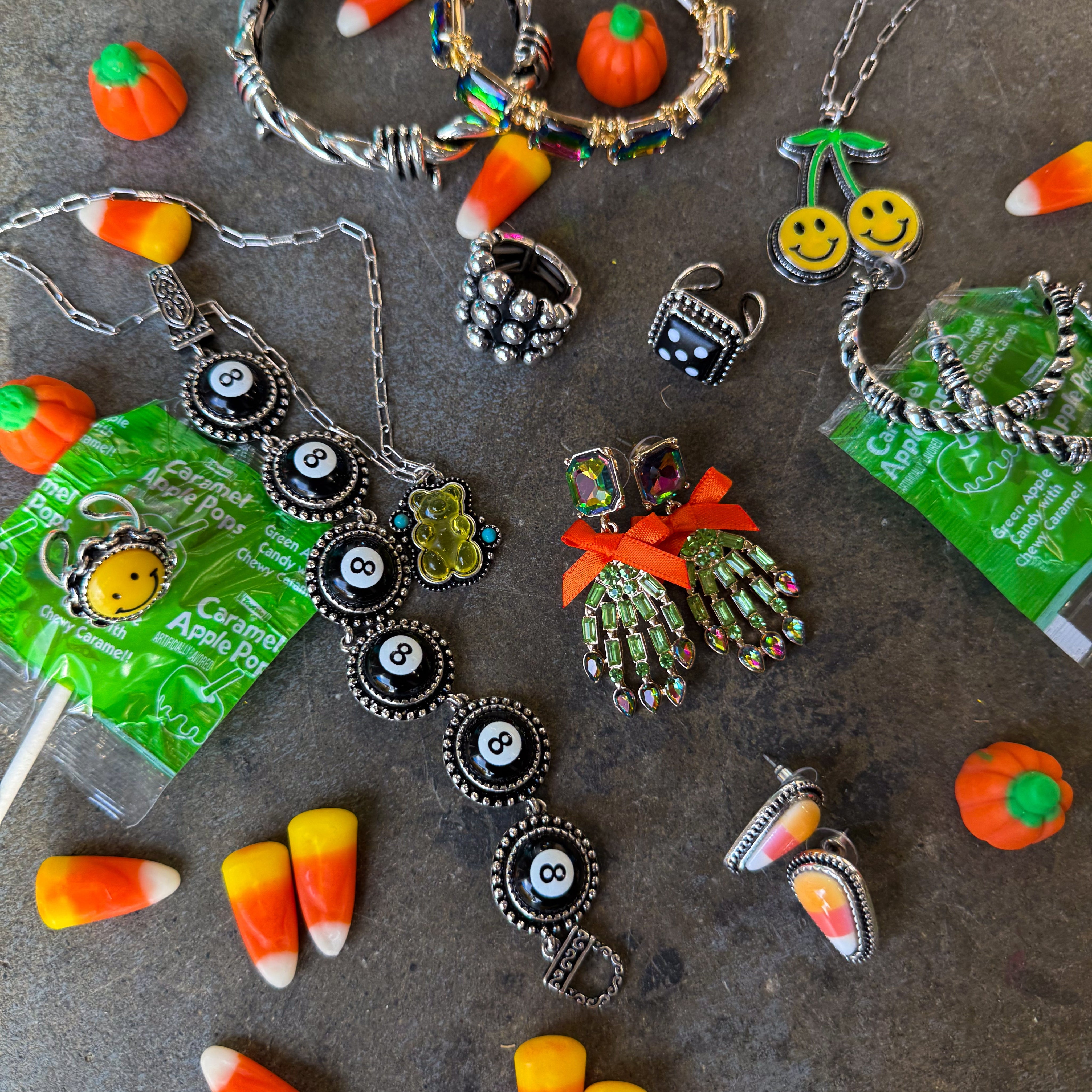 Burnt Toast Accessories including necklaces, bracelets, and earrings