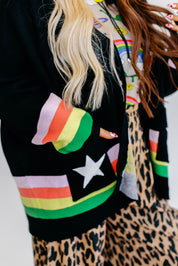 Black Saturn Return Oversized Boxy Cardigan