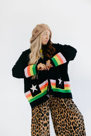 Black Saturn Return Oversized Boxy Cardigan