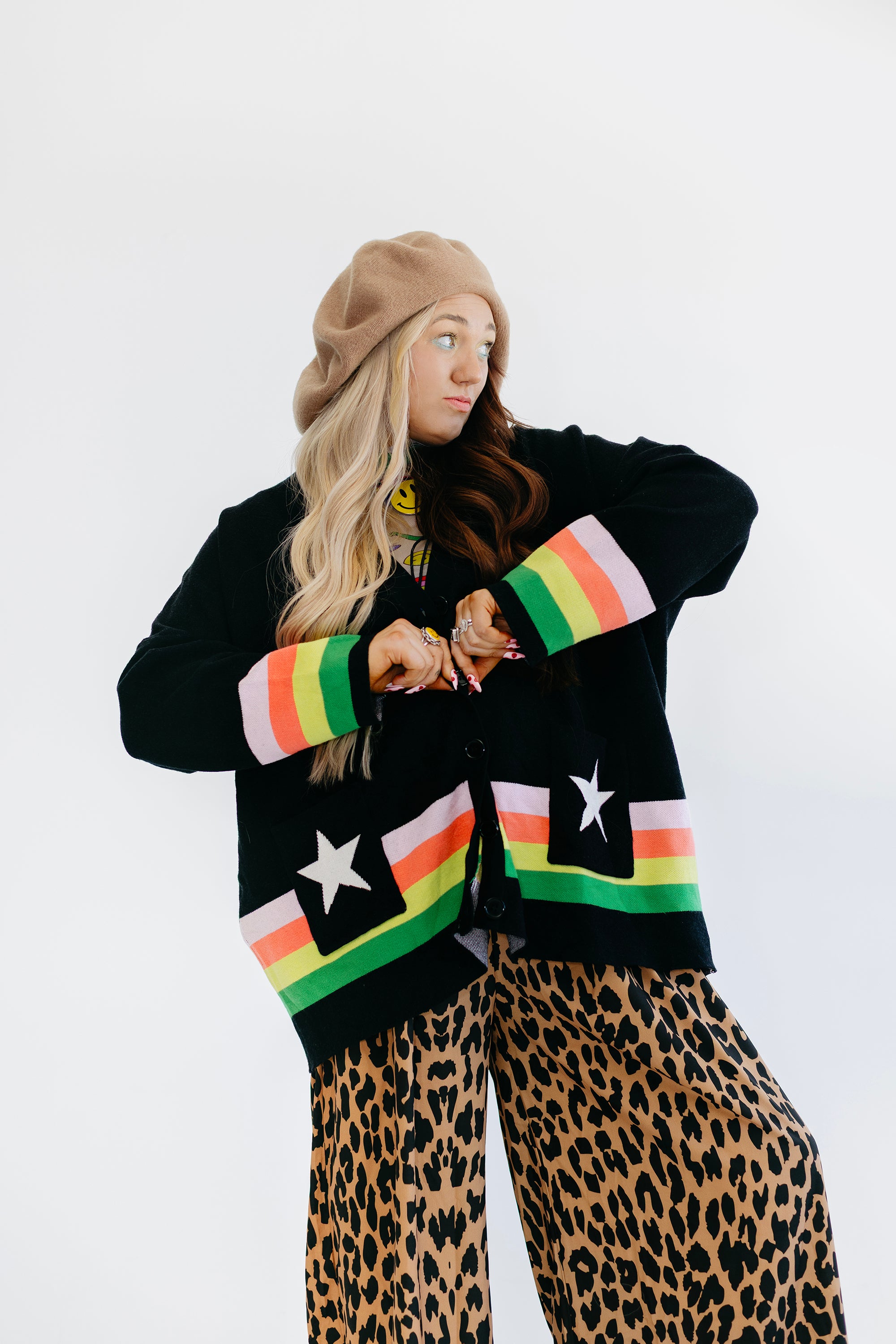 Black Saturn Return Oversized Boxy Cardigan