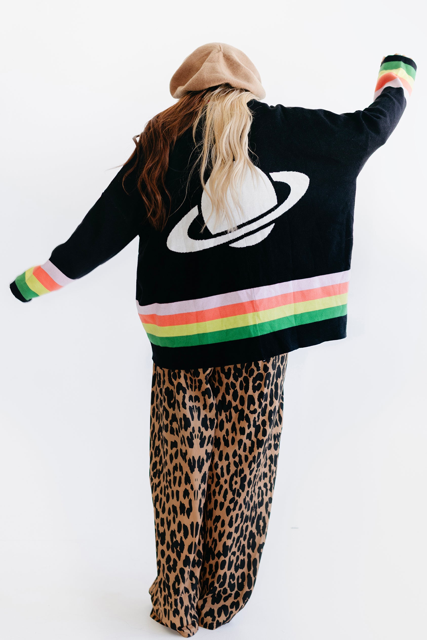 Black Saturn Return Oversized Boxy Cardigan