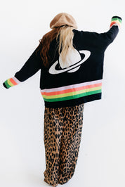 Black Saturn Return Oversized Boxy Cardigan
