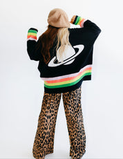 Black Saturn Return Oversized Boxy Cardigan
