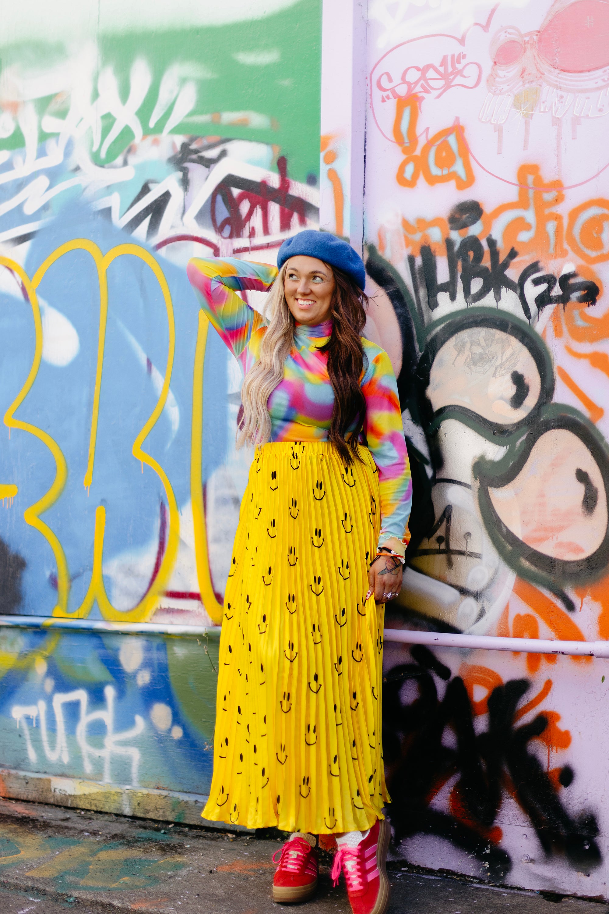 Happy To Be Here Smiley Pleated Skirt **RESTOCKED**