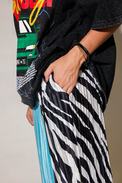 Zebra Split Plissé Pants