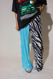 Zebra Split Plissé Pants
