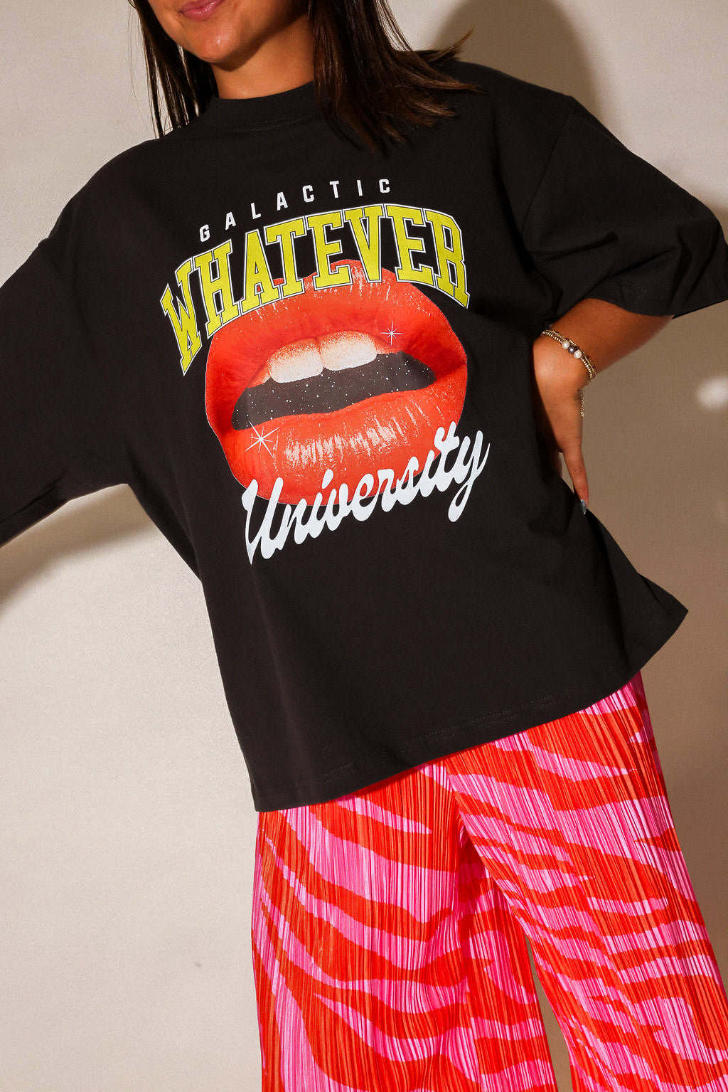 Galactic Whatever University Premium Off-Black Graphic Tee (Front + Back)
