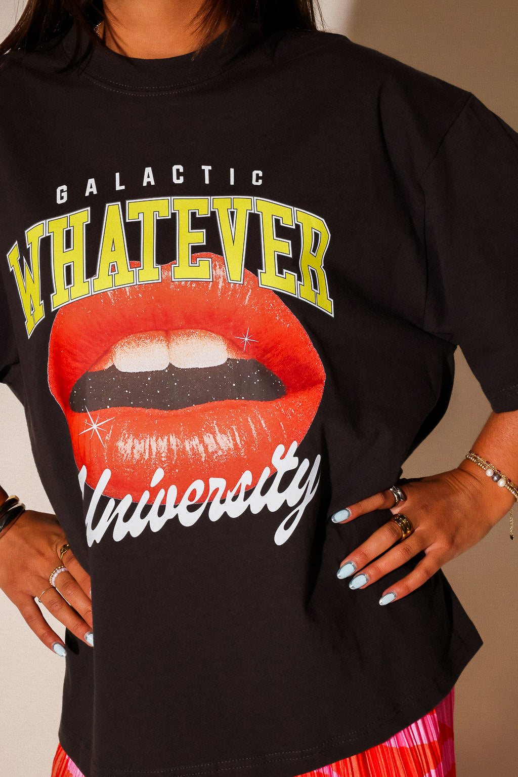 Galactic Whatever University Premium Off-Black Graphic Tee (Front + Back)