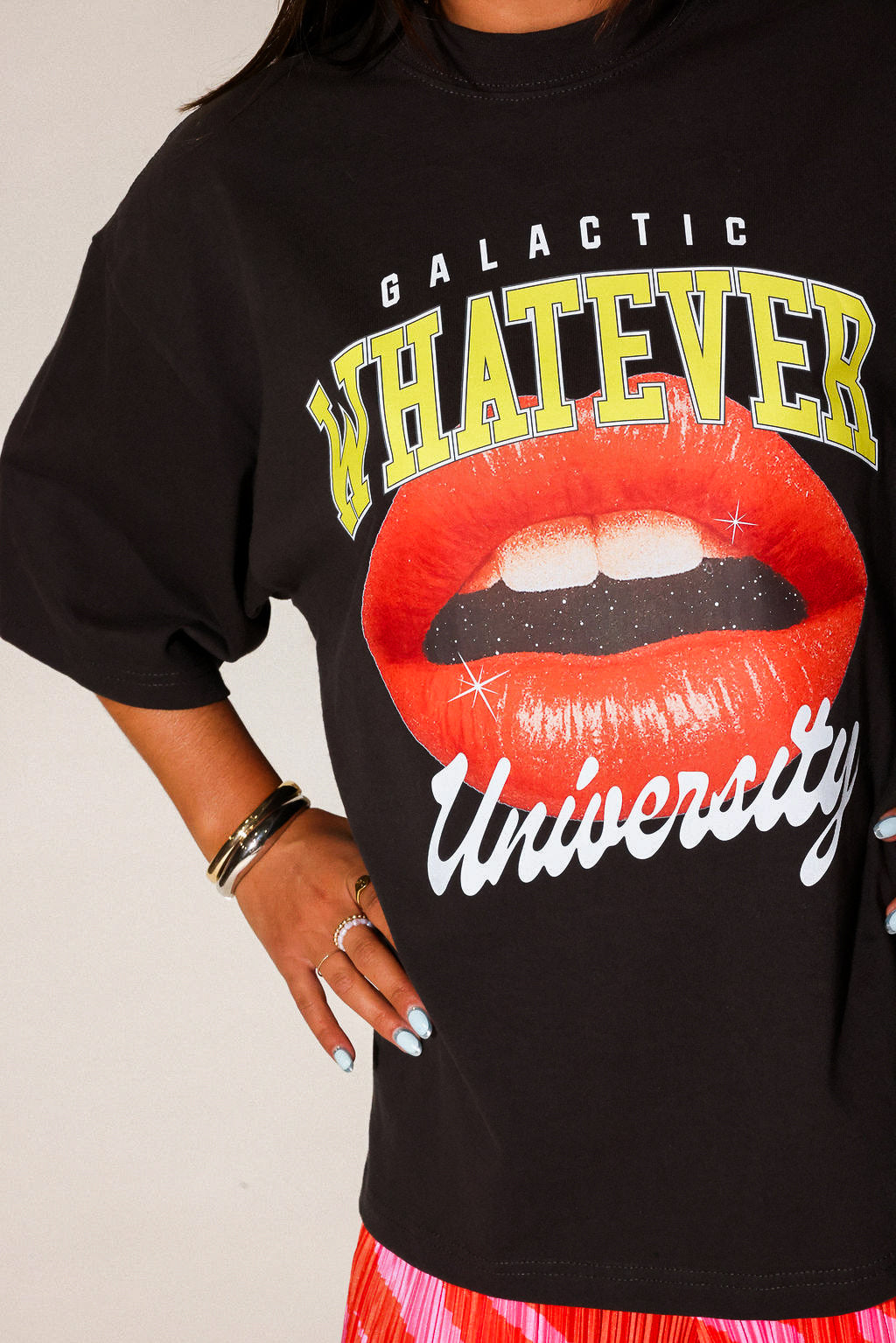 Galactic Whatever University Premium Off-Black Graphic Tee (Front + Back)