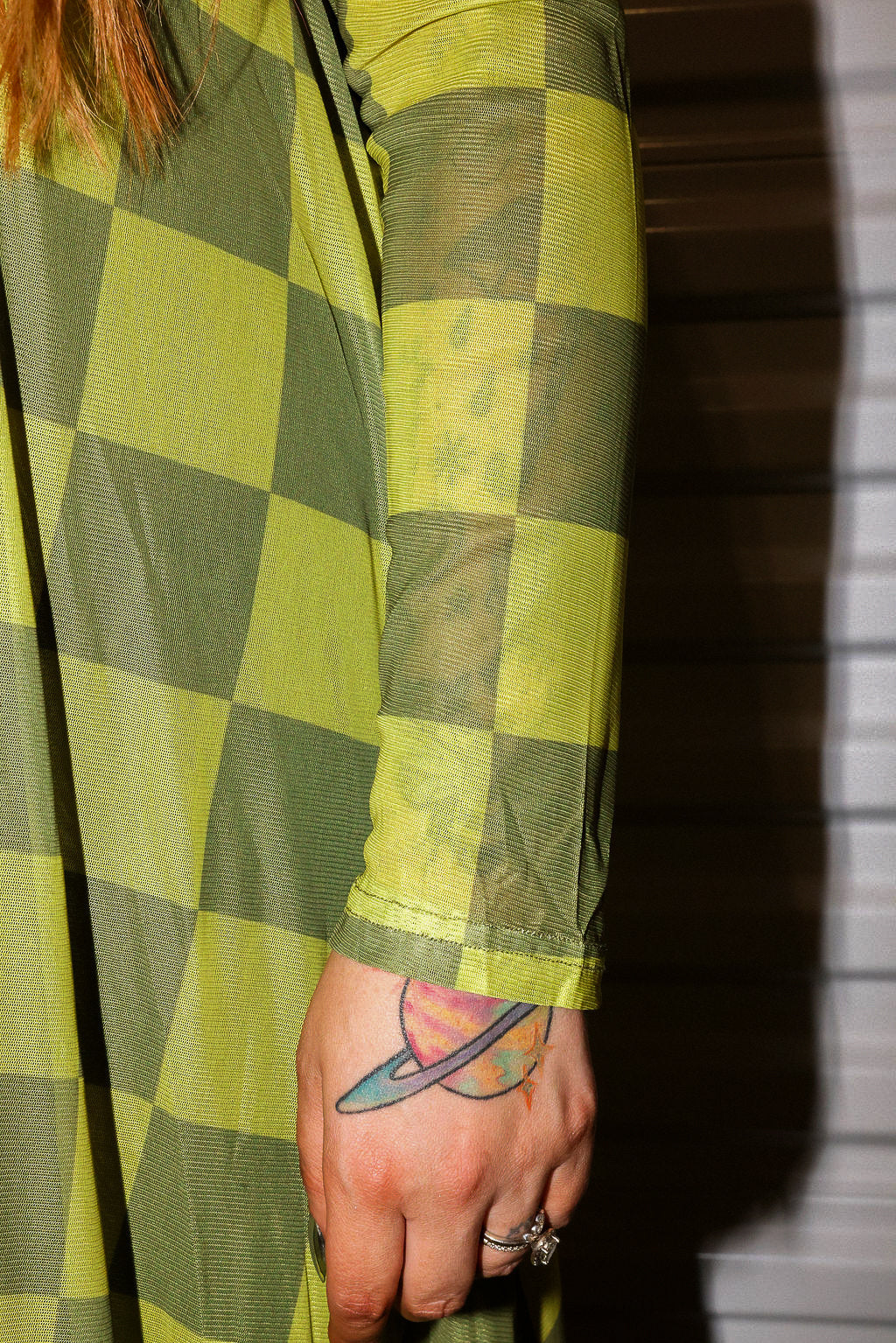 Grandma Green Checkered Mesh Dress **RESTOCKED**
