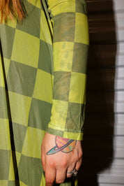 Grandma Green Checkered Mesh Dress **RESTOCKED**