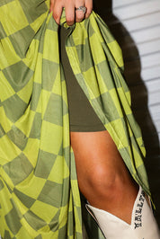 Grandma Green Checkered Mesh Dress **RESTOCKED**