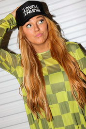 Grandma Green Checkered Mesh Dress **RESTOCKED**