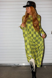 Grandma Green Checkered Mesh Dress **RESTOCKED**