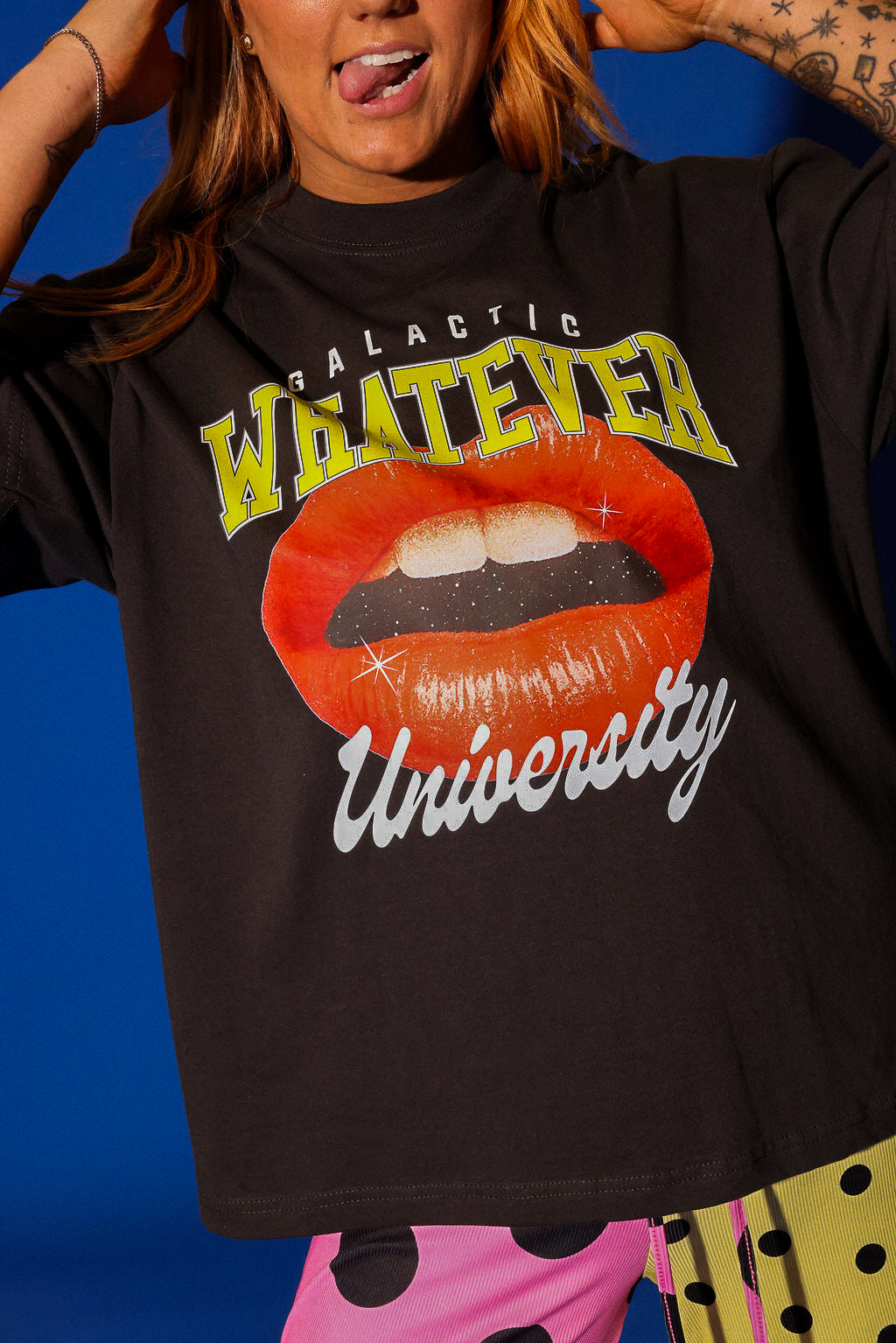 Galactic Whatever University Premium Off-Black Graphic Tee (Front + Back)