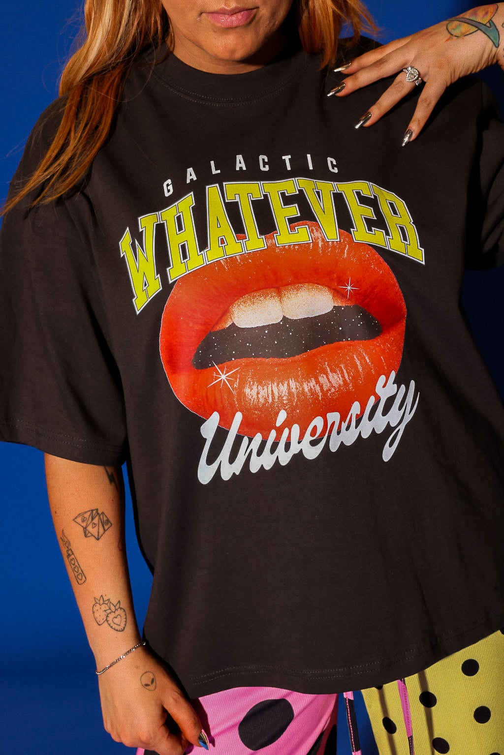 Galactic Whatever University Premium Off-Black Graphic Tee (Front + Back)