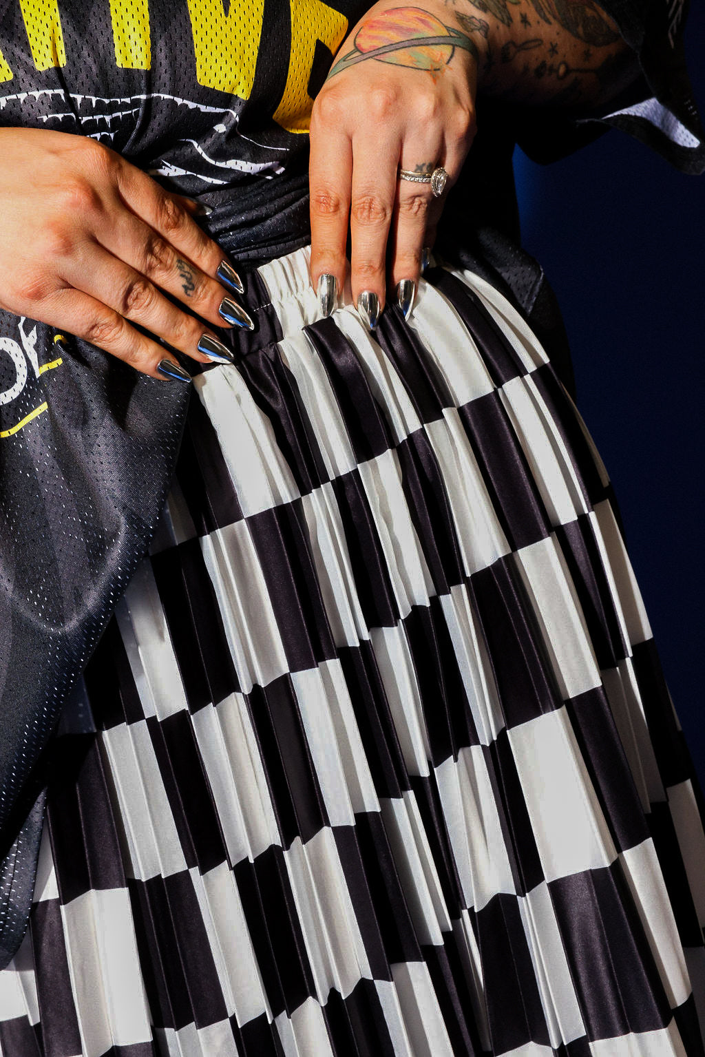 Victory Lap Checkered Maxi Pleated Skirt