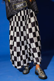 Victory Lap Checkered Maxi Pleated Skirt