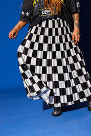 Victory Lap Checkered Maxi Pleated Skirt