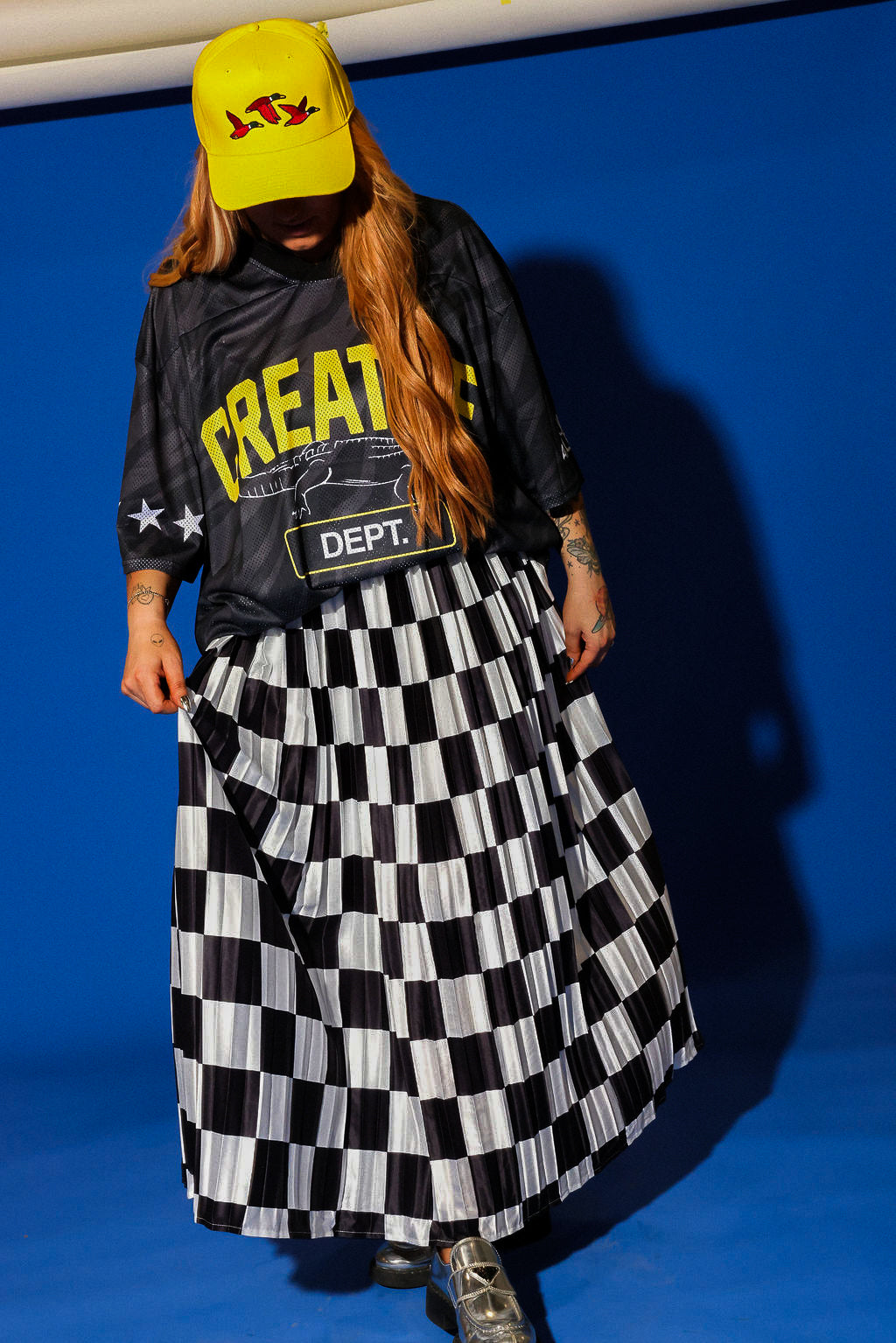 Victory Lap Checkered Maxi Pleated Skirt
