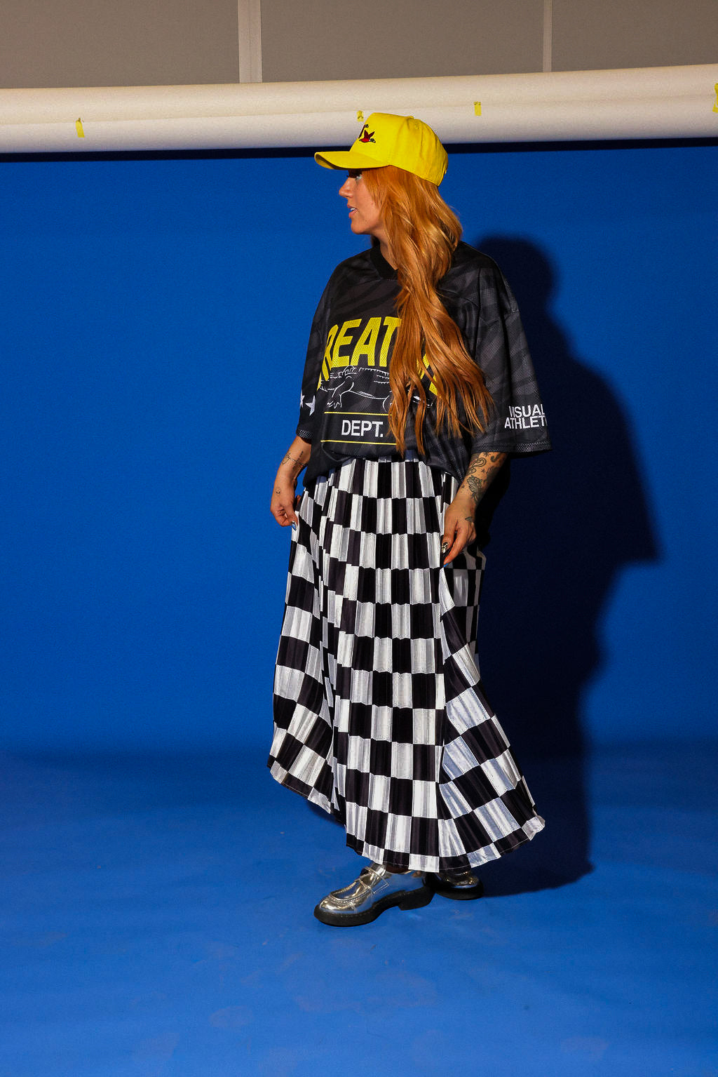 Victory Lap Checkered Maxi Pleated Skirt