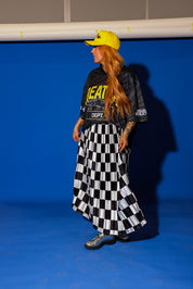 Victory Lap Checkered Maxi Pleated Skirt
