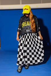 Victory Lap Checkered Maxi Pleated Skirt