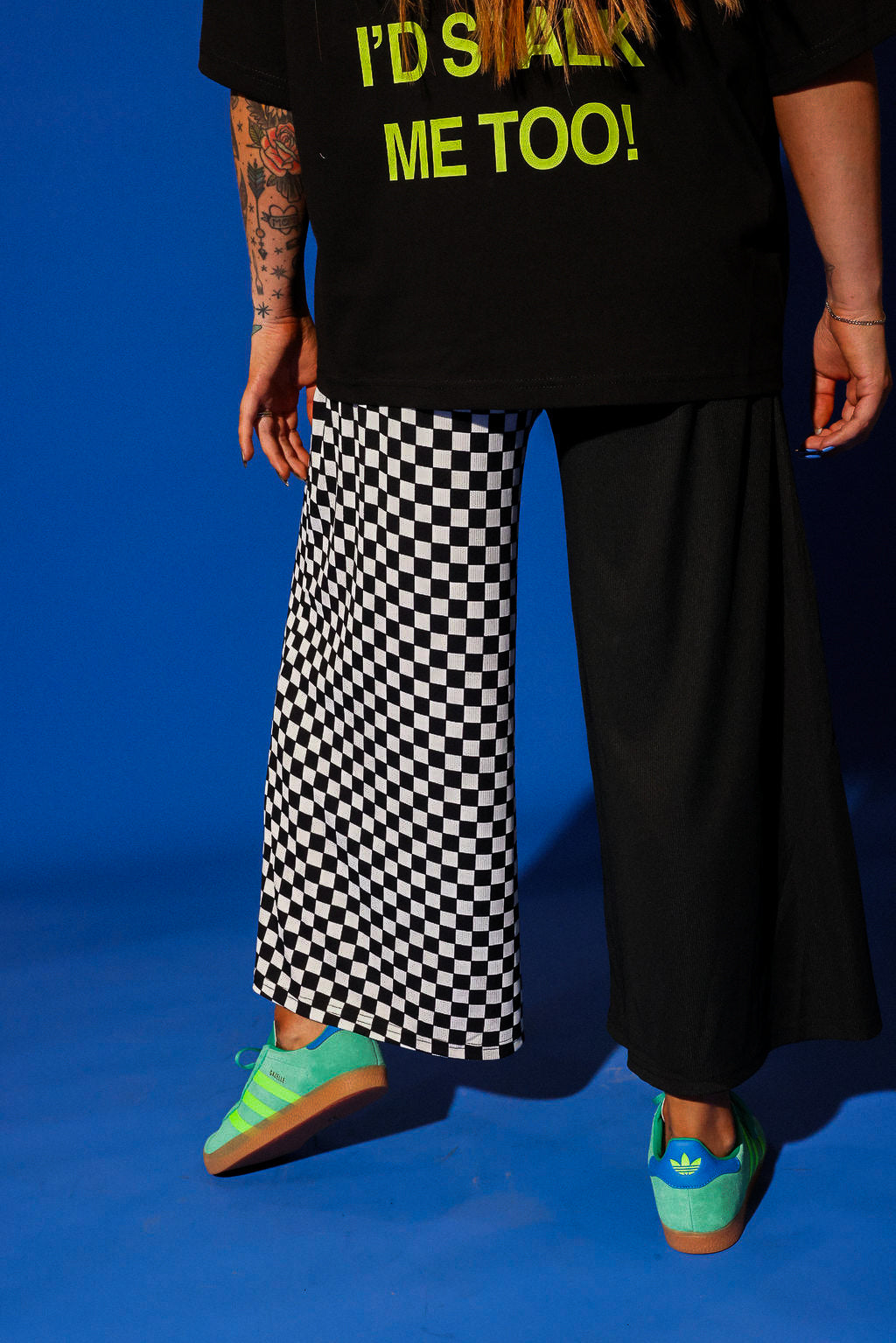 Black + White Half & Half Cropped Pants