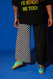 Black + White Half & Half Cropped Pants
