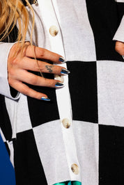 Checkmate Black and White Checkered Oversized Cardigan