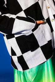Checkmate Black and White Checkered Oversized Cardigan