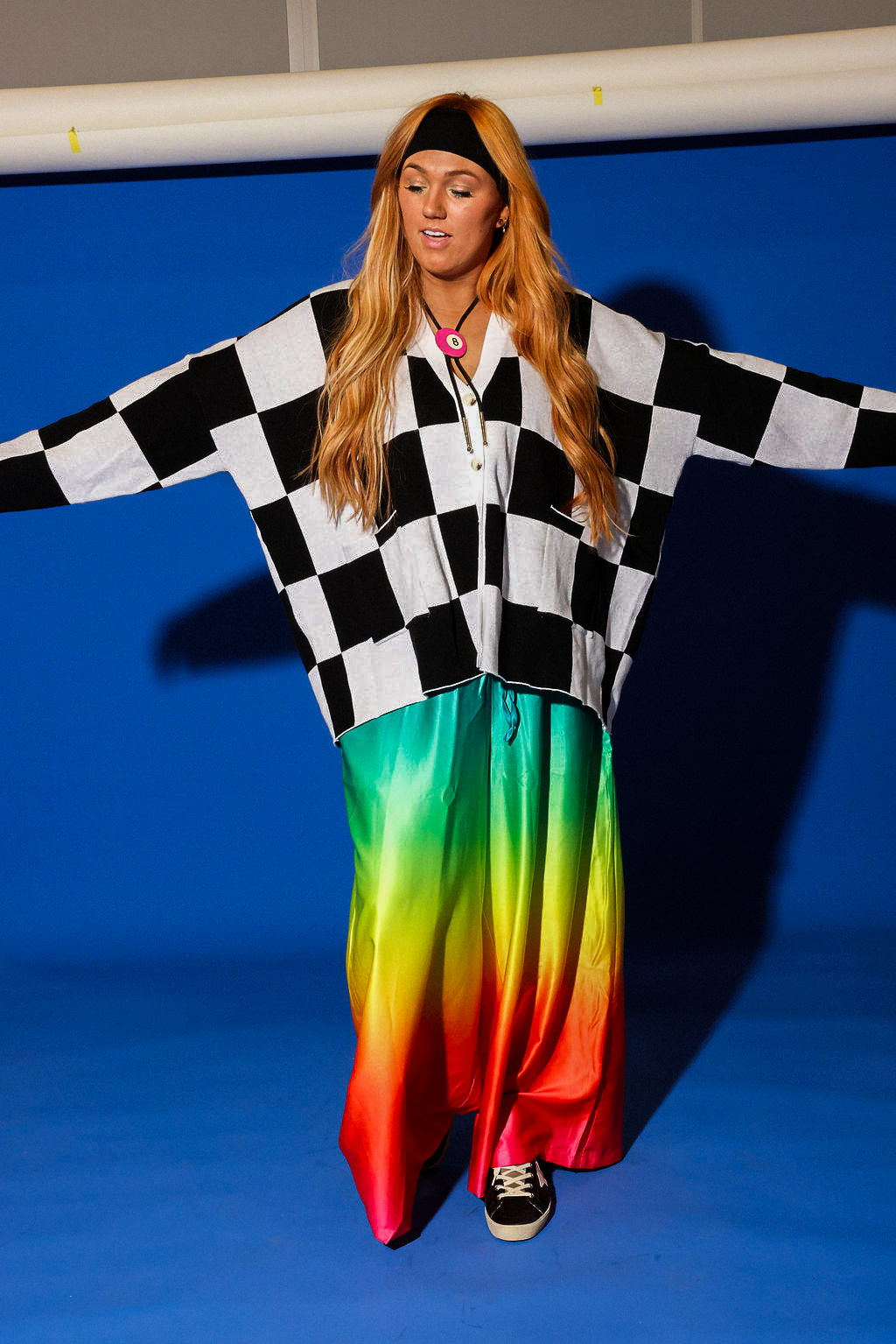 Checkmate Black and White Checkered Oversized Cardigan