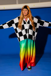 Checkmate Black and White Checkered Oversized Cardigan
