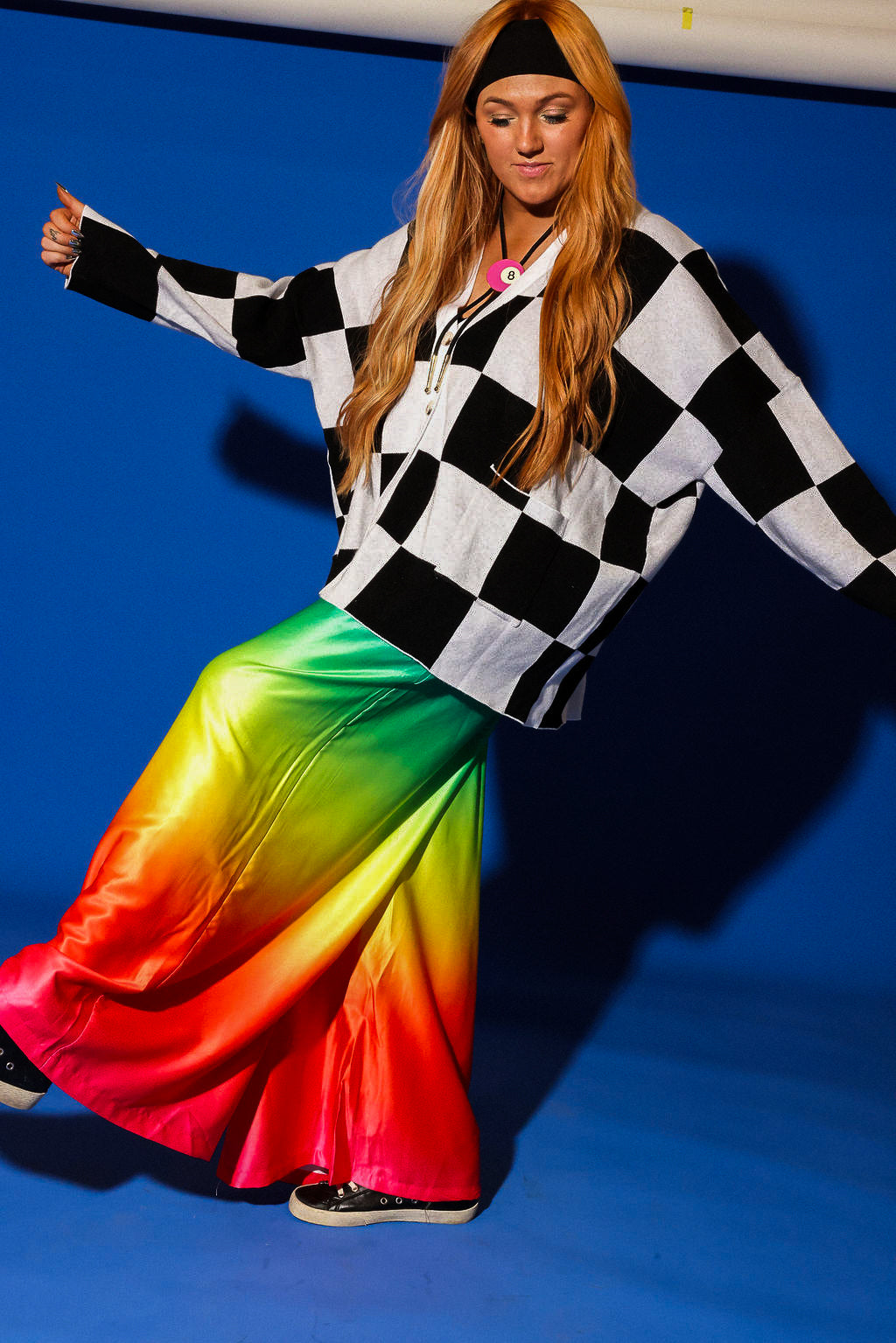 Checkmate Black and White Checkered Oversized Cardigan