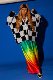 Checkmate Black and White Checkered Oversized Cardigan