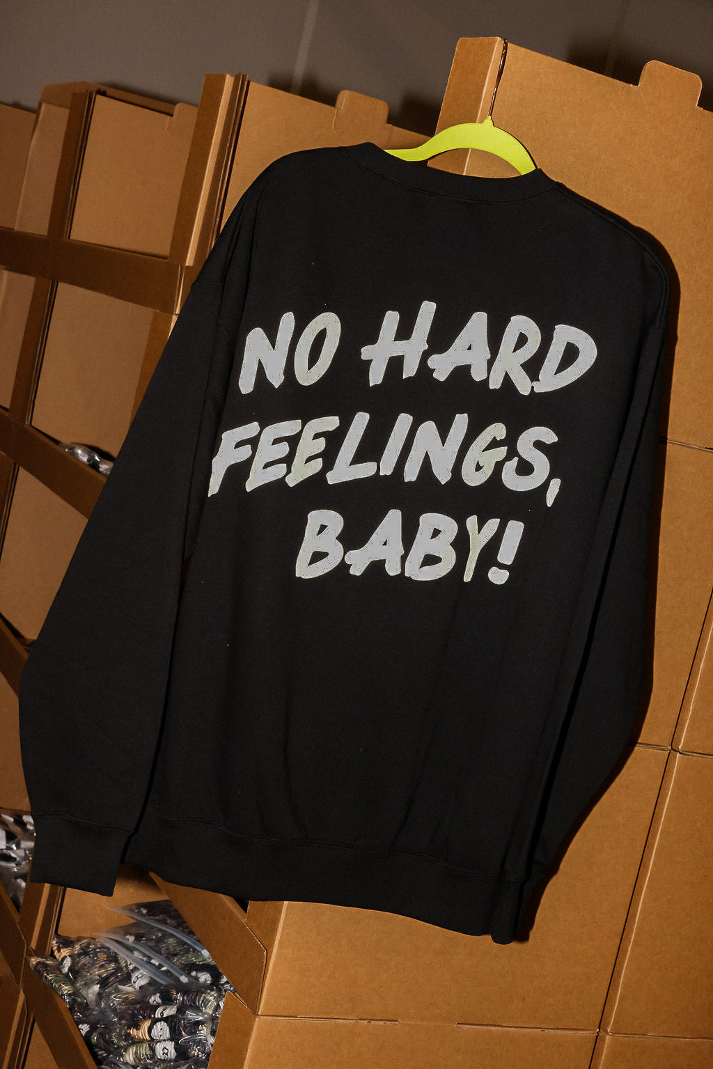 8 Ball No Hard Feelings Black Crew Neck (Front + Back)