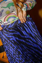 Midnight Zebra Purple Pleated Skirt