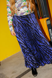 Midnight Zebra Purple Pleated Skirt