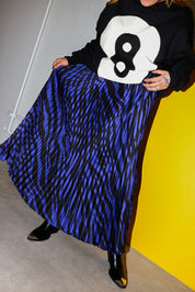 Midnight Zebra Purple Pleated Skirt